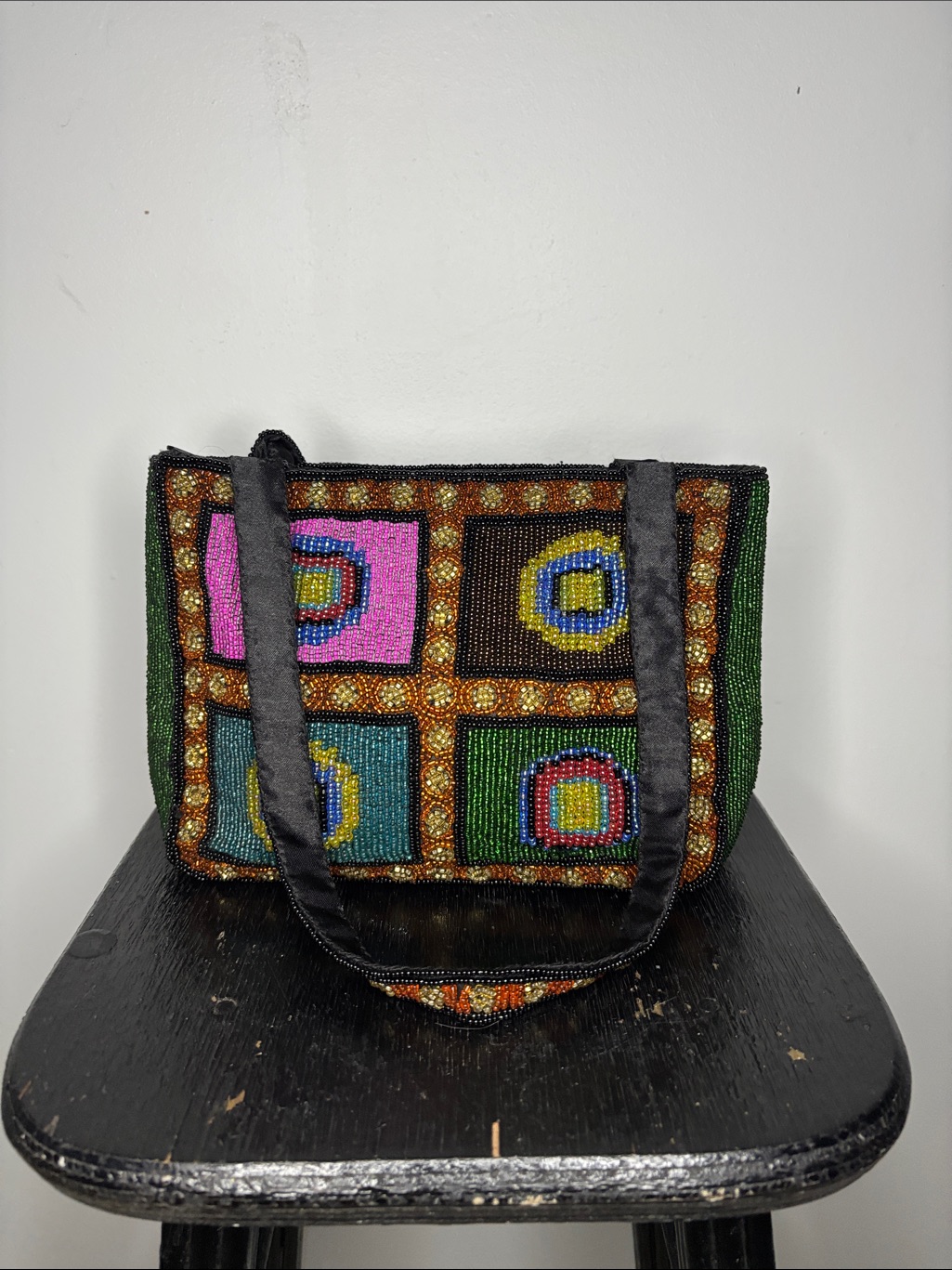 Authentic Y2k Beaded Patchwork Shoulder Bag Great Vintage Condition